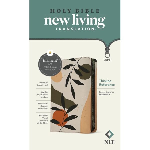 NLT Filament Thinline Reference Bible, Sunset Branches With Zip (Imitation Leather) - Image 7