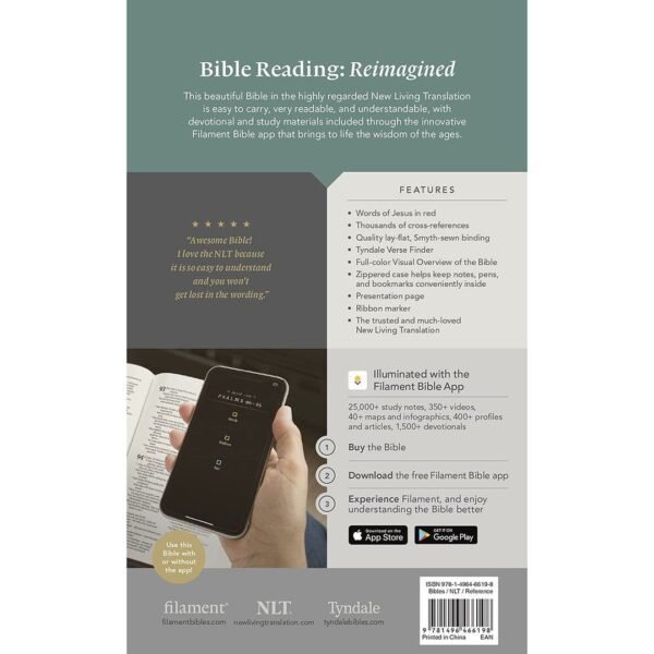 NLT Filament Thinline Reference Bible, Sunset Branches With Zip (Imitation Leather) - Image 6