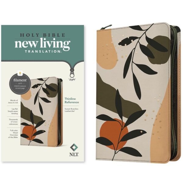 NLT Filament Thinline Reference Bible, Sunset Branches With Zip (Imitation Leather) - Image 8