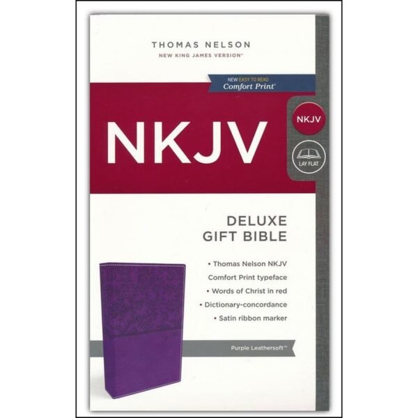 NKJV Purple Faux Leather Deluxe Gift Bible Red Letter Comfort Print - Image 2