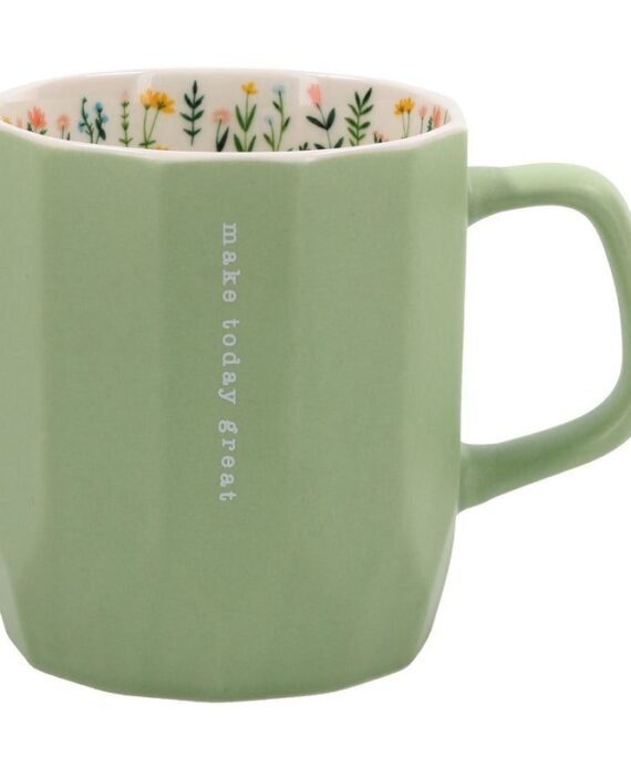 CUP OF HAPPINESS GREEN CERAMIC MUG