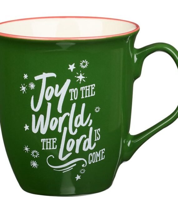 JOY TO THE WORLD, THE LORD IS COME GREEN CERAMIC MUG
