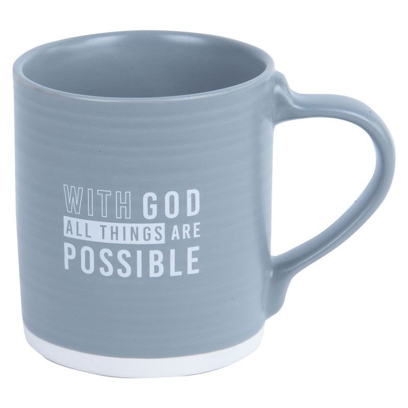 WITH GOD ALL THINGS ARE POSSIBLE GREY CERAMIC MUG - MATTHEW 19:26