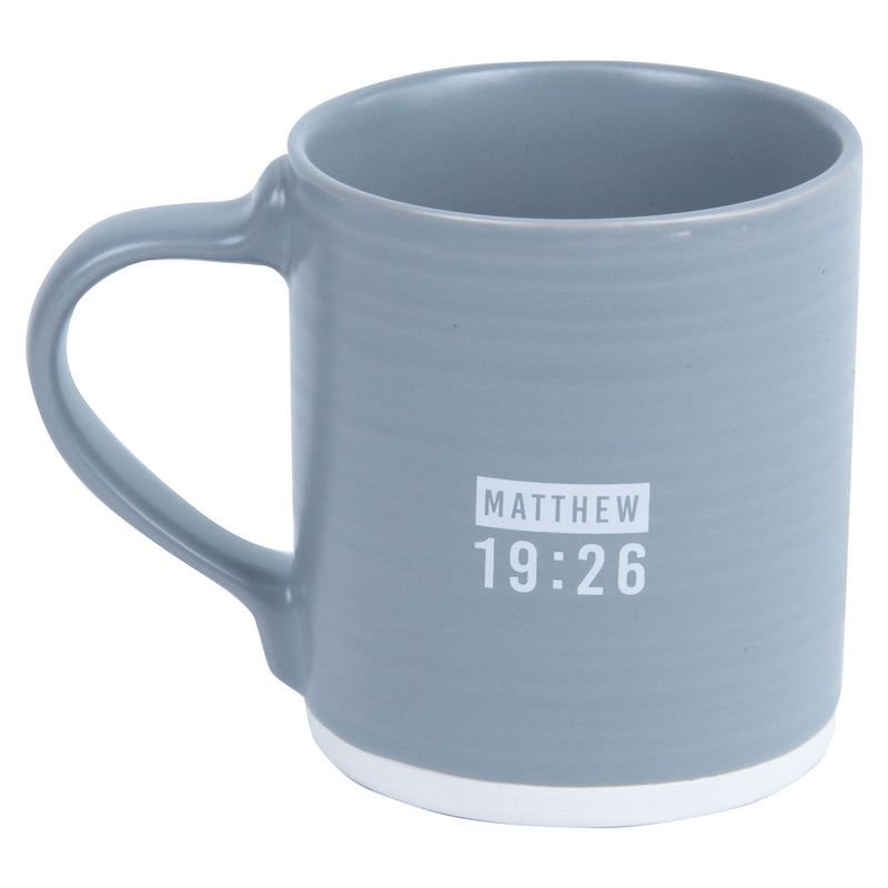 WITH GOD ALL THINGS ARE POSSIBLE GREY CERAMIC MUG - MATTHEW 19:26 - Image 3