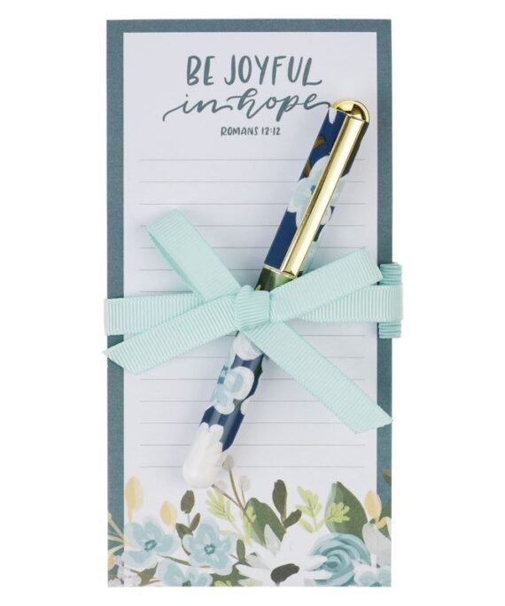 BE JOYFUL IN HOPE MAGNETIC NOTEPAD WITH PEN