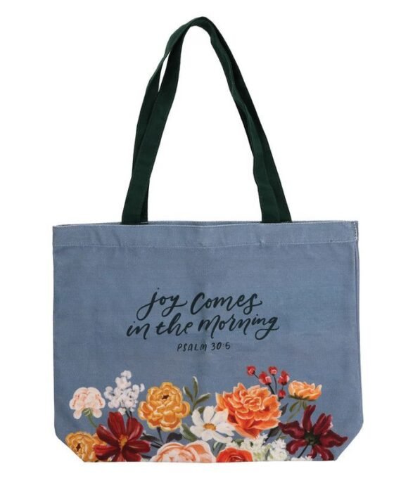 JOY COMES IN THE MORNING COTTON CANVAS TOTE BAG