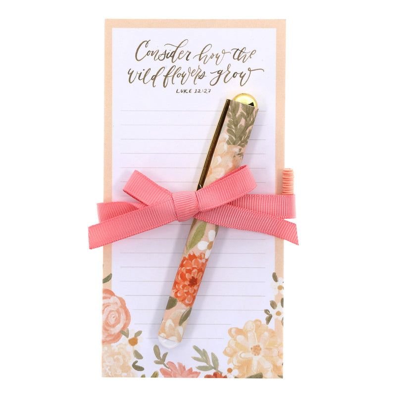 CONSIDER HOW THE WILDFLOWERS GROW MAGNETIC NOTEPAD WITH PEN