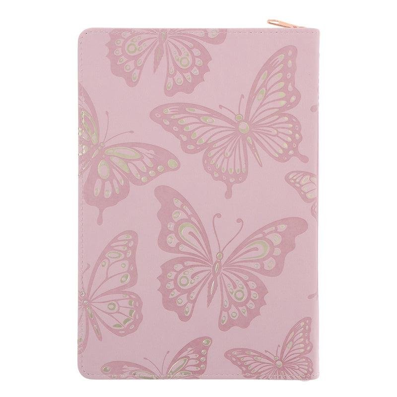 LOVE IS PATIENT LOVE IS KIND BLUSH PINK FAUX LEATHER JOURNAL WITH ZIPPED CLOSURE - Image 3