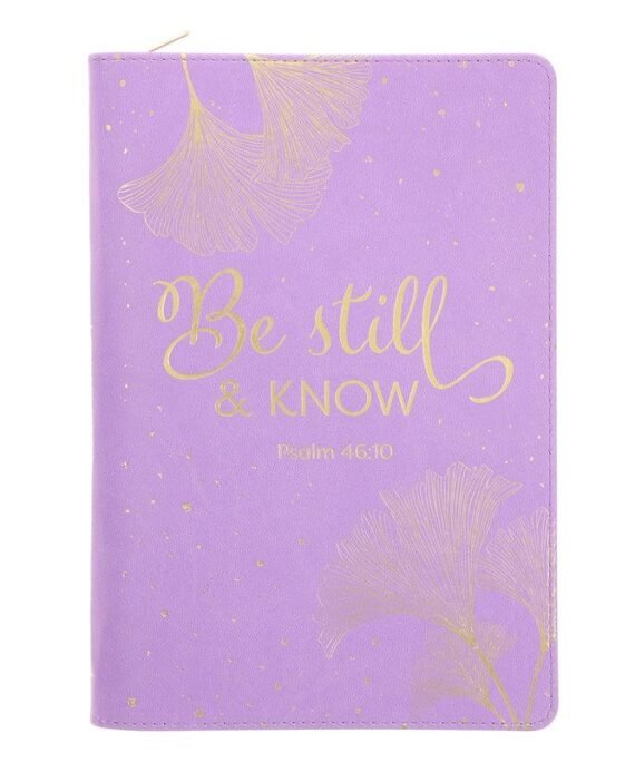 BE STILL AND KNOW ORCHID FAUX LEATHER JOURNAL WITH ZIPPED CLOSURE