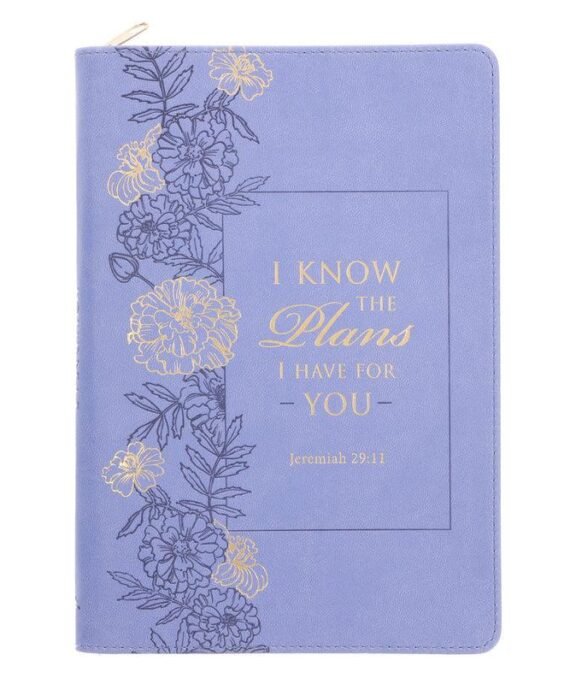I KNOW THE PLANS I HAVE FOR YOU PURPLE FAUX LEATHER JOURNAL WITH ZIPPED CLOSURE