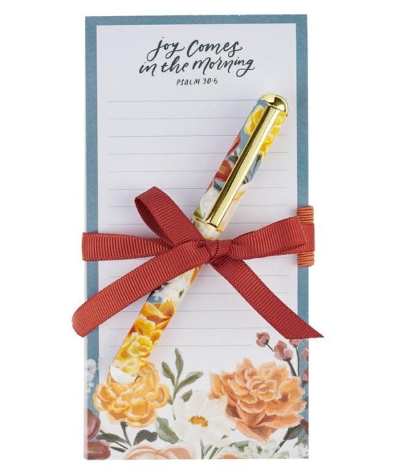 JOY COMES IN THE MORNING MAGNETIC NOTEPAD WITH PEN