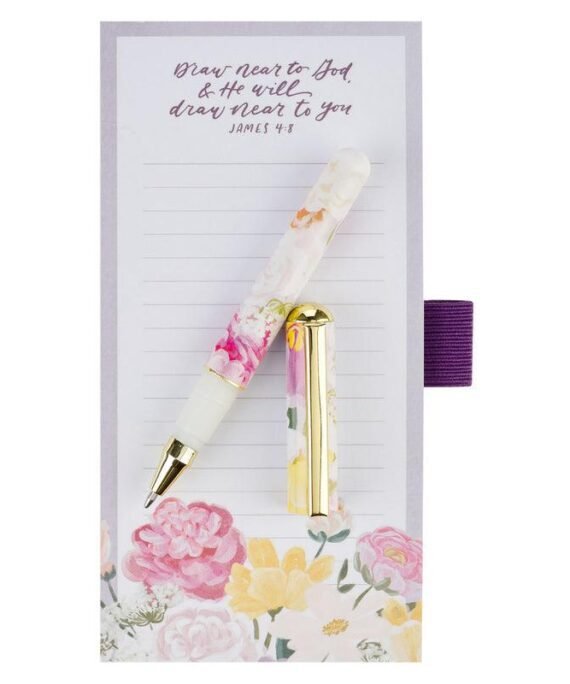 DRAW NEAR TO GOD AND HE WILL DRAW NEAR TO YOU MAGNETIC NOTEPAD WITH PEN