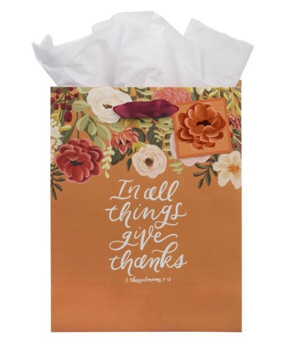 IN ALL THINGS GIVE THANKS MEDIUM GIFT BAG WITH GIFT TAG