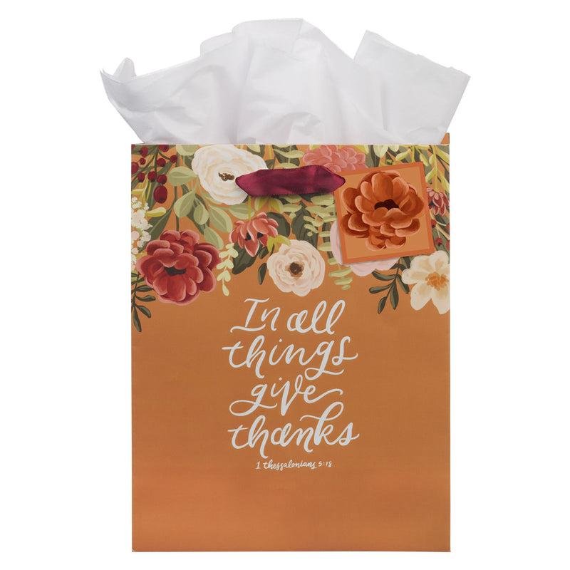 IN ALL THINGS GIVE THANKS MEDIUM GIFT BAG WITH GIFT TAG