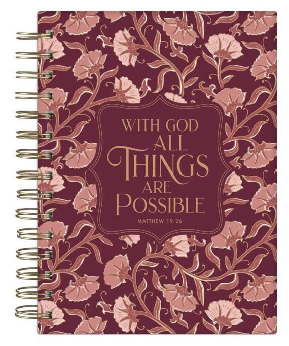 WITH GOD ALL THINGS ARE POSSIBLE FLORAL HARDCOVER WIREBOUND JOURNAL