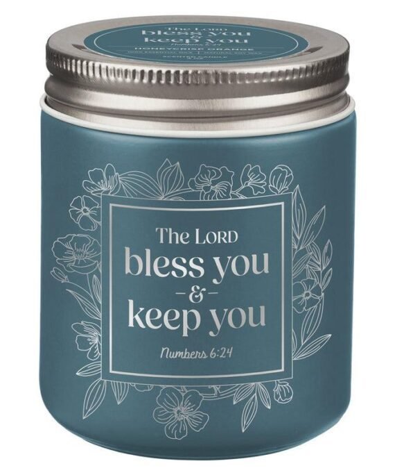 THE LORD BLESS YOU AND KEEP YOU HONEYCRISP ORANGE SCENTED CANDLE WITH SCREW TOP LID