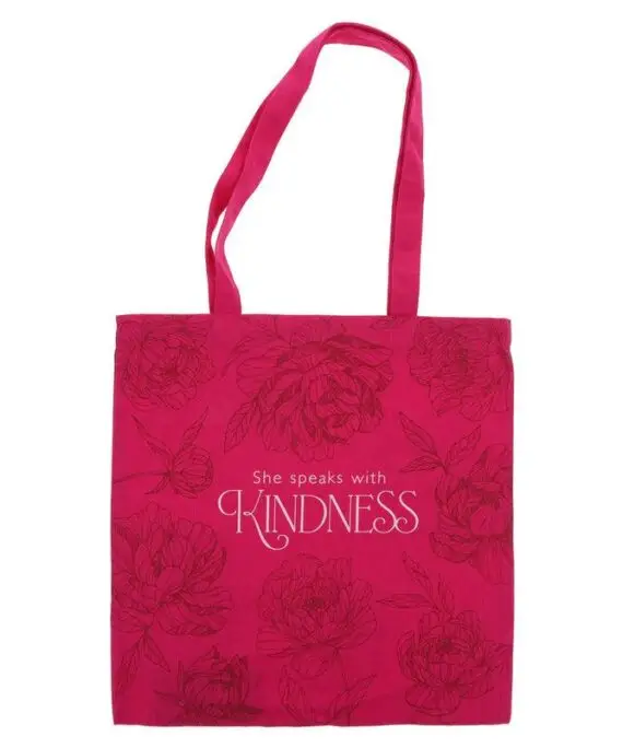 SHE SPEAKS WITH KINDNESS CANVAS TOTE BAG