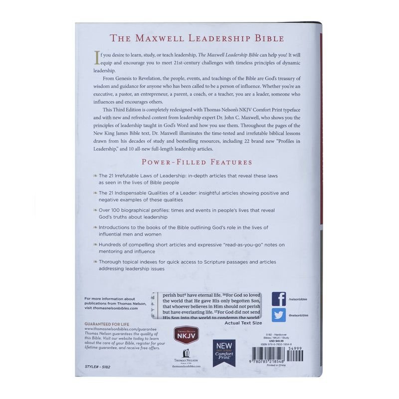NKJV MAXWELL LEADERSHIP BIBLE 3RD EDITION (COMFORT PRINT)(HARDCOVER) By: John C. Maxwell - Image 4