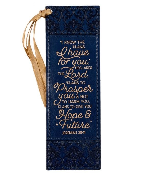 I KNOW THE PLANS I HAVE FOR YOU JEREMIAH 29:11 NAVY (FAUX LEATHER BOOKMARK)