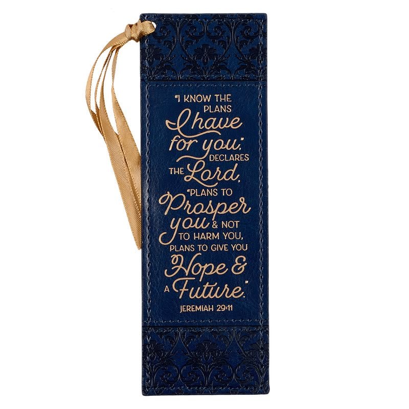 I KNOW THE PLANS I HAVE FOR YOU JEREMIAH 29:11 NAVY (FAUX LEATHER BOOKMARK)